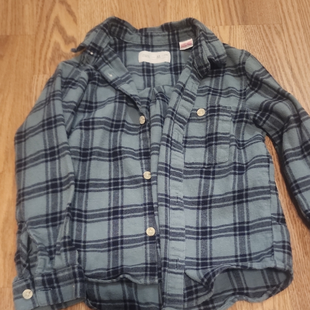Zara Blue and Black Button Down Shirt with Classic Design